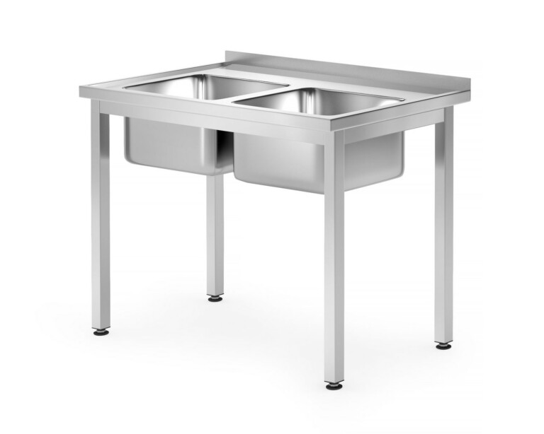 Laud 2 valamuga - poltidega, sügavus 700 mm, HENDI, Profi Line, 1000x700x(H)850mm