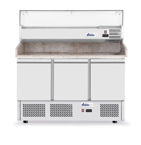 Kõrgendiga ja graniidist lauaplaadiga külmlaud pitsa jaoks, 3 uksega Arktic 254L 230V/400W, 1365x700x(H)1030mm