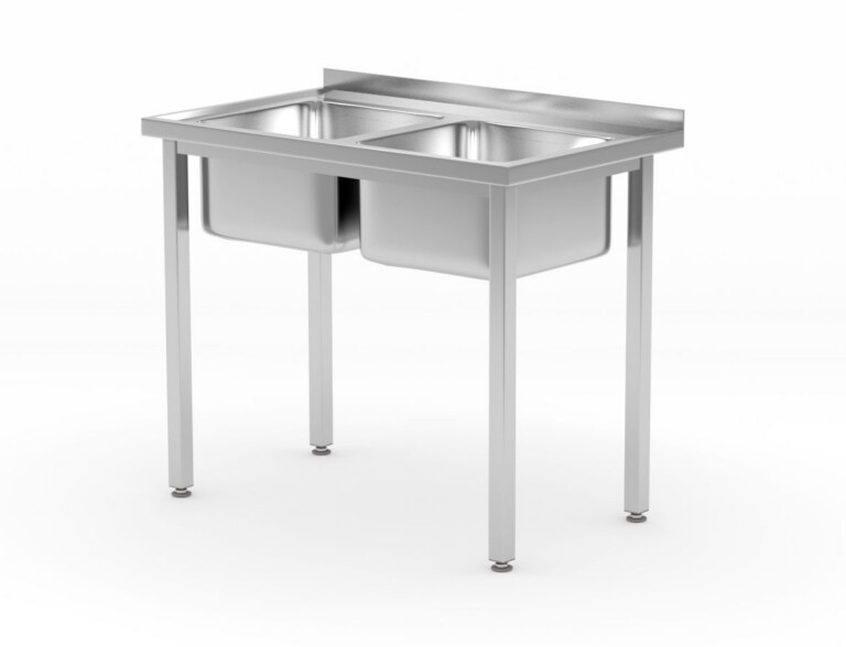 Laud 2 valamuga - poltidega, HENDI, Kitchen Line, Kaks kraanikaussi, 1000x600x(H)850mm