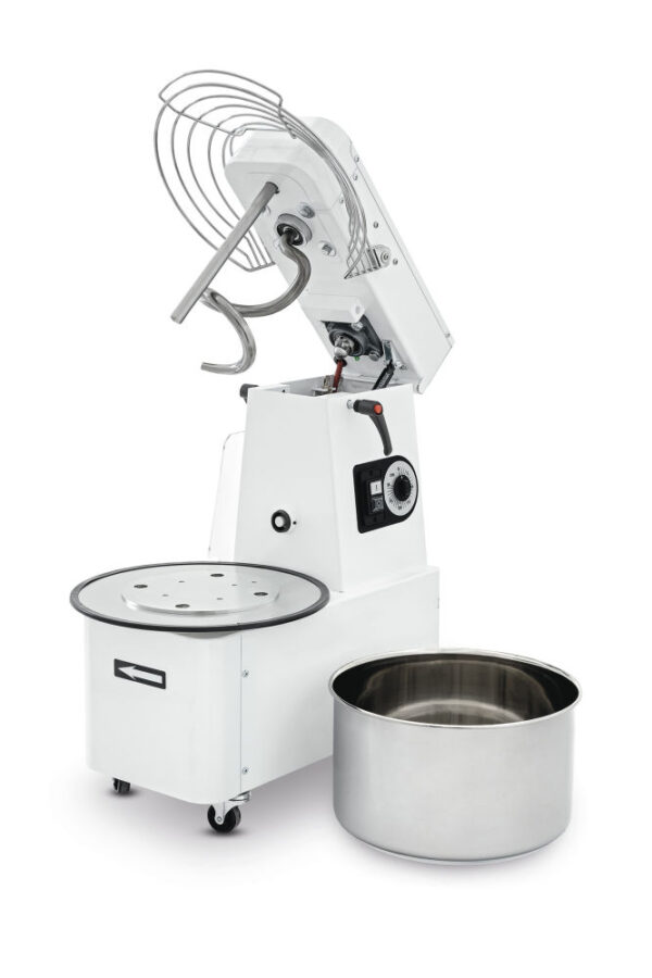 46kg/h, 20L Spiraalne taignasegamismasin eemaldatava taignasegamisanumaga - Prismafood, 22L 400V/750W, 390x670x735mm