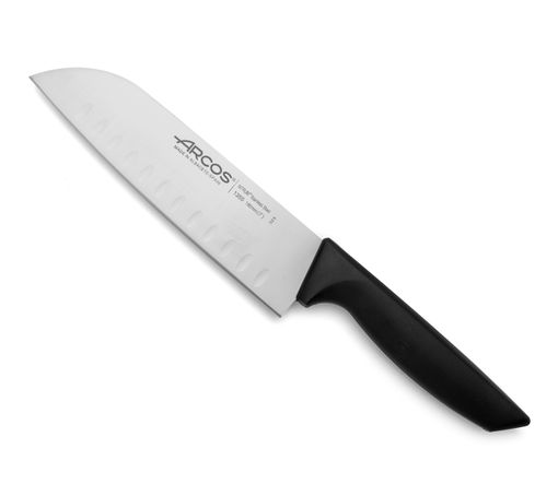 Santoku knife with Granton edge, NIZA series, Arcos, Black, (L)314mm