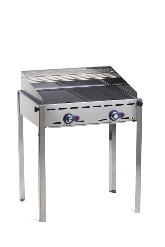 Gaasigrill GreenFire ProfiLine - 2 põletit Emailitud valumetallist Gastronorm 1/1 küpsetusalus ja rest, 11.6kW 740x615x(H)825mm