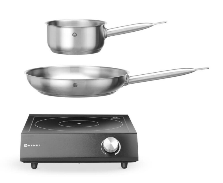 Induktsioonpliit 3500W + kastmepann + praepann, HENDI, 220-240V/3500W, 320x395x(H)95mm - Komplekt