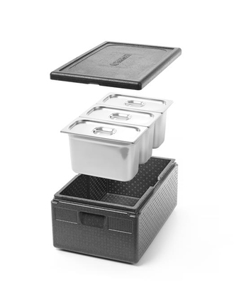 EPP GN1/1 234mm with three containers GN1/3 200mm 3 and a Kaas with a silicone seal