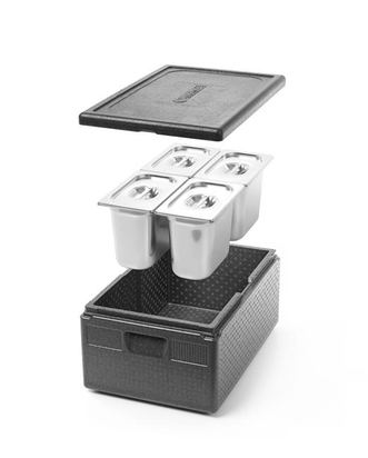EPP GN1/1 234mm of 4 containers GN1/4 200mm and 4 Kaass with silicone seal