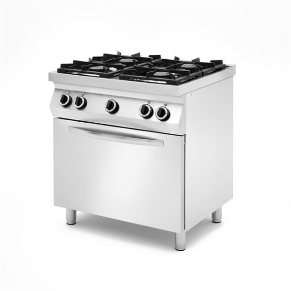 4 põletiga gaasipliit, gaasi või elektrilise ahjuga 230V/19000W, 19kW, 700x800x(H)900mm