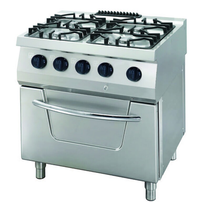 Heavy Duty pliit - 4 põletit - kahekordne seade - sügavus 70 cm - 31 kW - gaas koos ahjuga