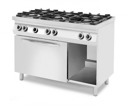 6 põletiga gaasipliit, gaasi või elektrilise ahjuga GN1/1, 230V/32500W, 1200x700x(H)900mm