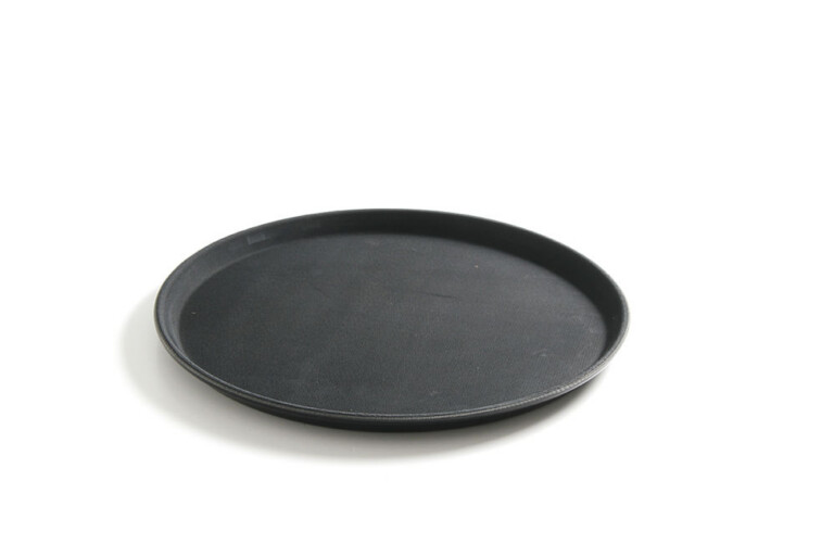 Ø410x20mm Polüpropüleenist libisemiskindel ümmargune serveerimiskandik must